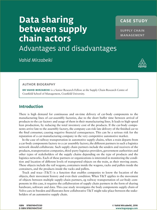 Title details for Data Sharing Between Supply Chain Actors by Vahid Mirzabeiki - Available